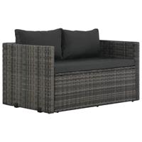 Tuinset met kussens 3-delig poly rattan grijs