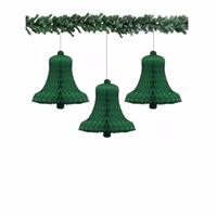 3 groene kerstklokken van papier 50 cm