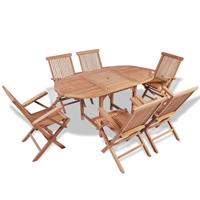 vidaXL 7-tlg. Garten-Essgruppe Teak Massivholz Braun