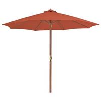 Parasol Met Houten Paal 300 Cm Terracotta