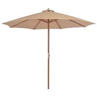 Parasol Met Houten Paal 300 Cm Taupe