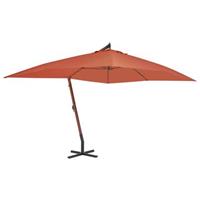 VidaXL Zweefparasol met houten paal 400x300 cm terracotta