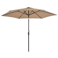 VidaXL Tuinparasol met LED-verlichting en stalen paal 300 cm taupe