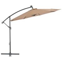 vidaXL Zweefparasol met LED-verlichting stalen paal 300 cm taupe