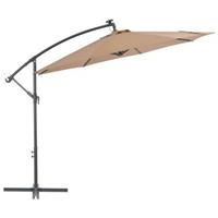 VidaXL Zweefparasol met LED-verlichting stalen paal 300 cm taupe