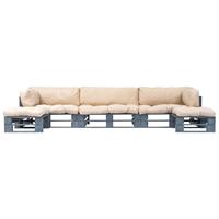 6-delige Loungeset Pallet Met Zandkleurige Kussens Hout