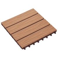 VidaXL Terrastegels diep reliëf 30x30 cm 1 m² HKC teakkleur 11 st