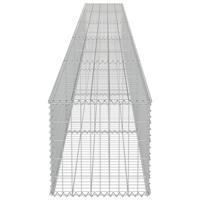 vidaXL Gabionenwand mit Abdeckung Verzinkter Stahl 600×50×50 cm Silber