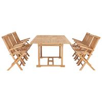vidaXL 7-delige Tuinset 150-200x100x75 cm massief teakhout