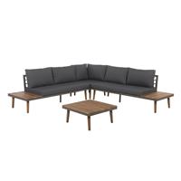 Beliani CORATO Loungeset Grijs Acaciahout