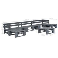 6-delige Loungeset Pallet Hout Grijs