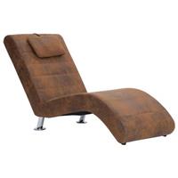 VidaXL Chaise longue met kussen kunstsude bruin