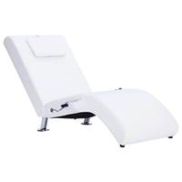 vidaXL Massage chaise longue met kussen kunstleer wit