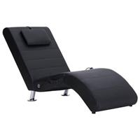 VidaXL Massage chaise longue met kussen kunstleer zwart