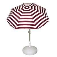 Voordelige set rood/wit gestreepte parasol en parasolvoet wit Wit