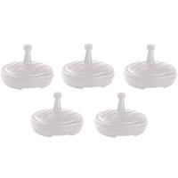 5x Witte ronde parasolvoet plastic 13 liter Wit
