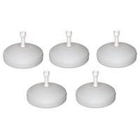 5x Ronde parasolvoet wit rotan kunststof Wit