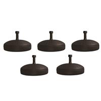 5x Ronde parasolvoet zwart rotan kunststof Zwart