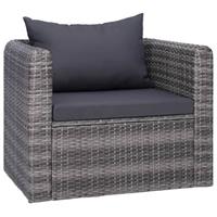 VidaXL Tuinstoel met kussens poly rattan grijs