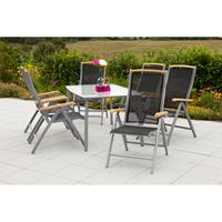 MERXX Tuinstoel Siena Aluminium/textiel/acacia, verstelbaar (1 stuk)