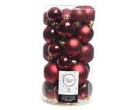 decoris Kerstbal plastic gl-mt-glitter assorted ossenbloed