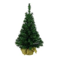 2x Kleine kerstboom in jute zak 75 cm Groen