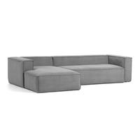 kavehome LoungebankBlok' Rib, Links, kleur Donkergrijs