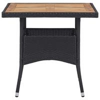 Tuintafel poly rattan en massief acaciahout zwart