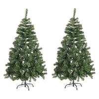 2x Mini kunst kerstbomen 60 cm Groen