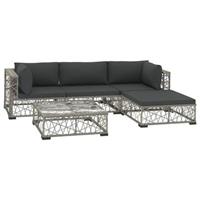 VidaXL 5-delige Loungeset met kussens poly rattan grijs