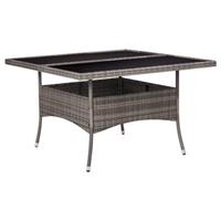 VidaXL Tuintafel poly rattan en glas grijs