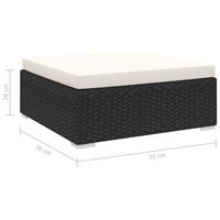 vidaXL Modular-Fußhocker 1 Stk. + Auflagen Poly Rattan  Schwarz