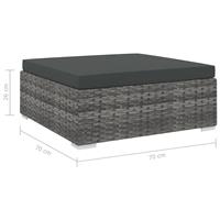 vidaXL Modular-Fußhocker 1 Stk. + Auflagen Poly Rattan  Grau