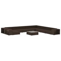 vidaXL 11-delige Loungeset met kussens poly rattan bruin