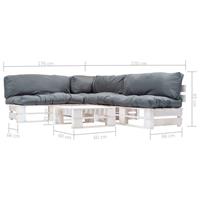 4-delige Loungeset Pallet Met Grijze Kussens Hout