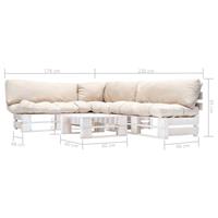 vidaXL 4-tlg. Garten-Paletten-Sofagarnitur Sandfarbige Kissen Holz Beige