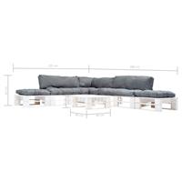 6-delige Loungeset Pallet Met Grijze Kussens Hout
