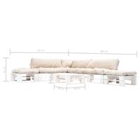 vidaXL 6-tlg. Garten-Paletten-Sofagarnitur Sandfarbige Kissen Holz Beige