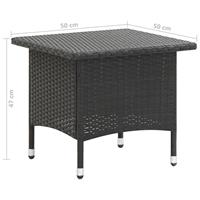 vidaXL Theetafel 50x50x47 cm poly rattan zwart