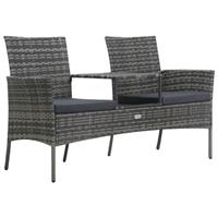 vidaXL 2-Sitzer-Gartensofa mit Teetisch Poly Rattan Anthrazit Grau