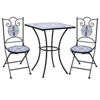 vidaXL 3-tlg. Bistro-Set Mosaik Keramik  Blau