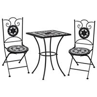 vidaXL 3-tlg. Bistro-Set Mosaik Keramik  Schwarz