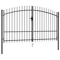 vidaXL Poort met puntige bovenkant dubbel 3x2 m staal zwart