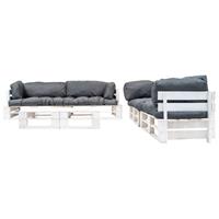 6-delige Loungeset Pallet Met Grijze Kussens Hout