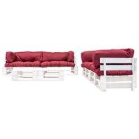 6-delige Loungeset Pallet Met Rode Kussens Hout