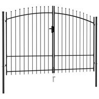 vidaXL Poort met puntige bovenkant dubbel 3x1,75 m staal zwart
