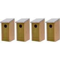 Decoris 4x Houten vogelhuisjes/nestkastjes lichtgroene voorzijde 26 cm Groen