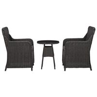 vidaXL 3-tlg. Garten-Bistro-Set mit Auflagen Poly Rattan  Schwarz