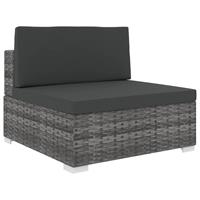 vidaXL Modular-Sofa-Mittelteil 1 Stk. + Auflagen Poly Rattan  Grau