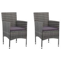 vidaXL Garten-Essstühle 2 Stk. Poly Rattan  Grau